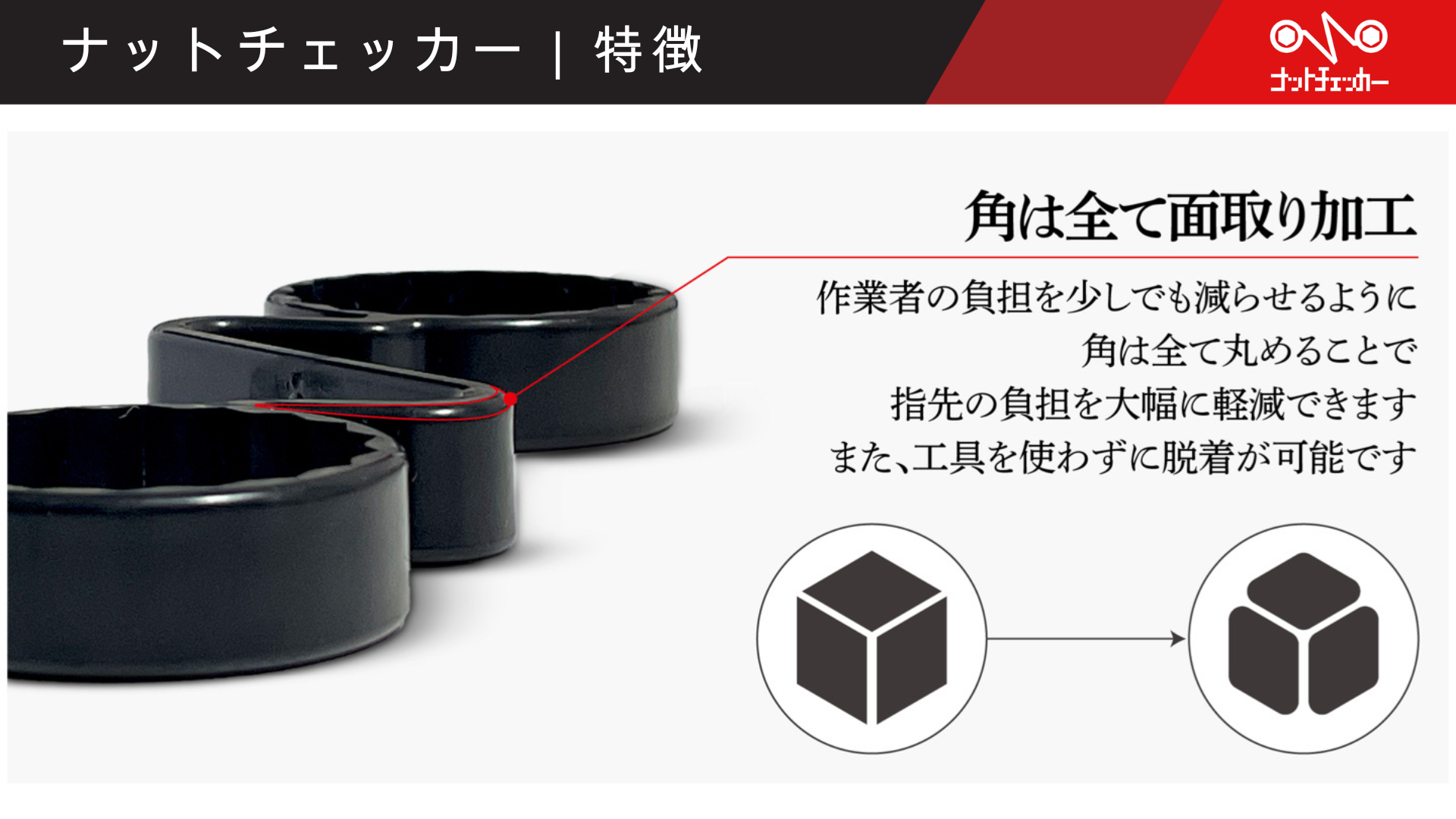 角は全て面取り加工